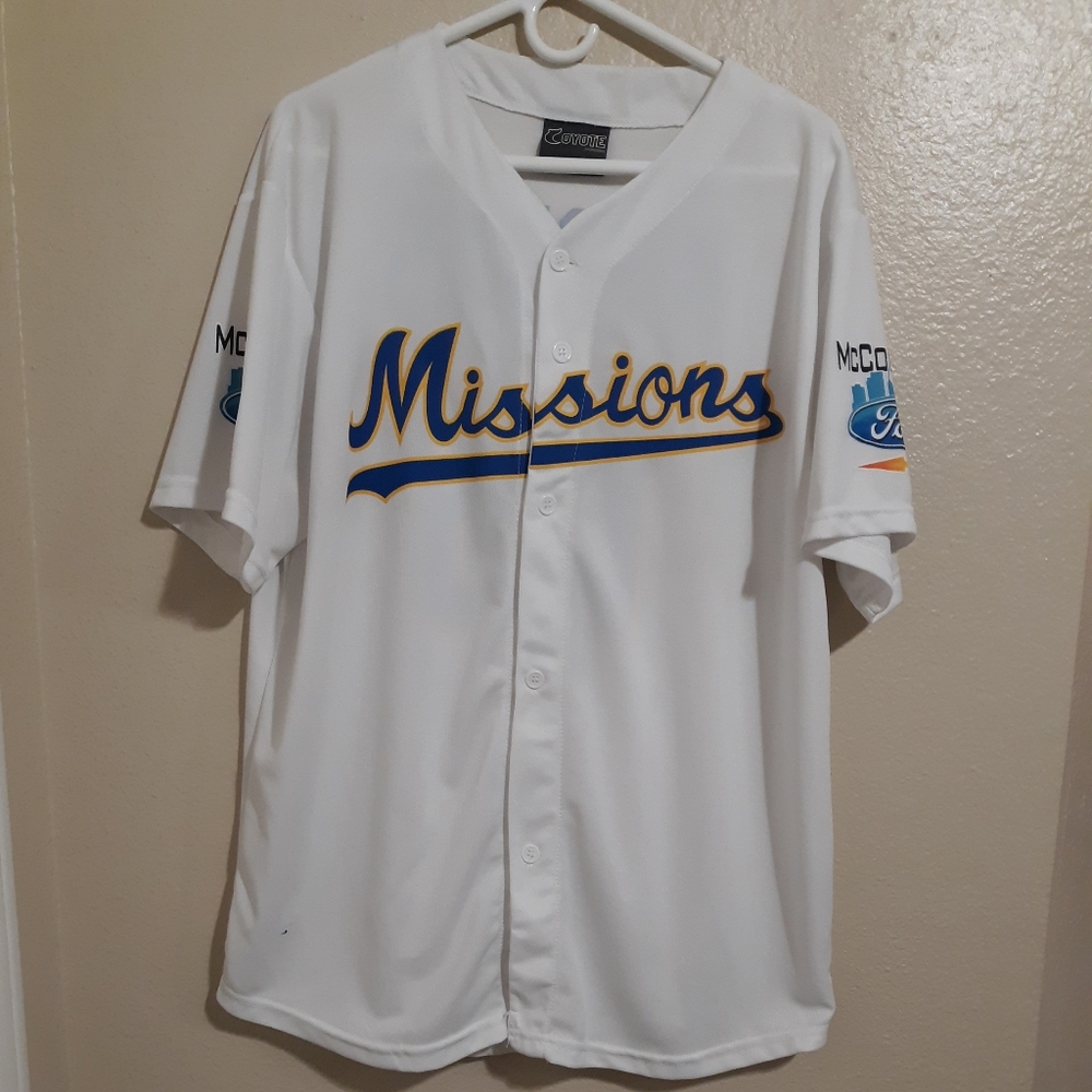 Missions #16 Karros Size XL Jersey White McCombs Ford Buttons Uniform 25" x 29"